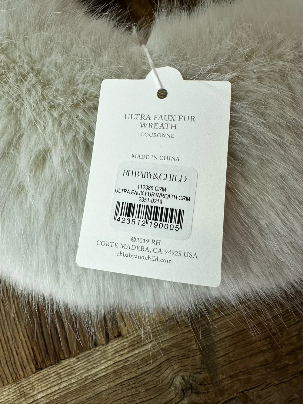 Restoration Hardware Plush Faux Fur Ring Scarf - Cream